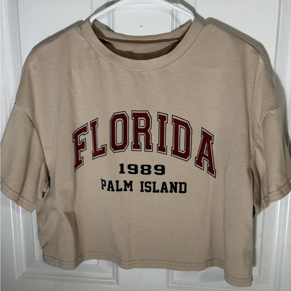 Brown cropped shirt. Size M